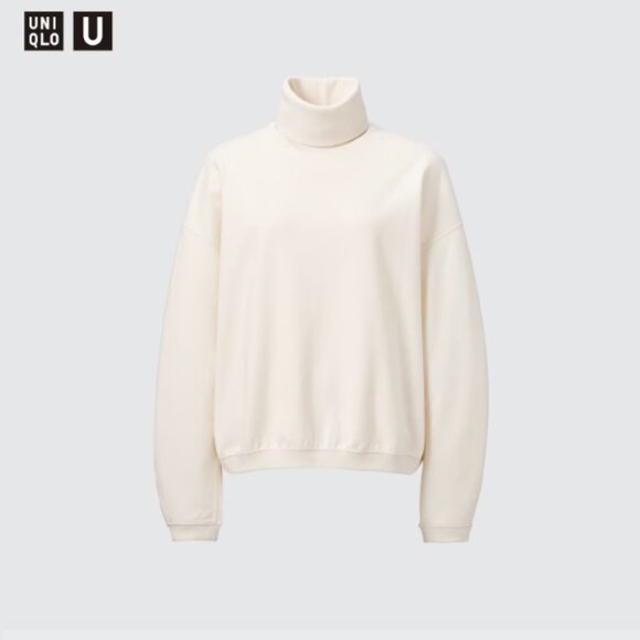 Off-white Uniqlo U Brushed Jersey Turtleneck, Size Small - Picture 1 of 5